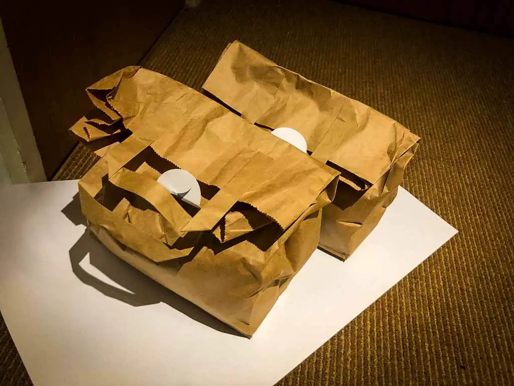 two brown bags containing breakfast at the cotswolds water park hotel