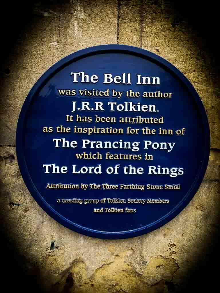 Tolkien plaque at the bell inn