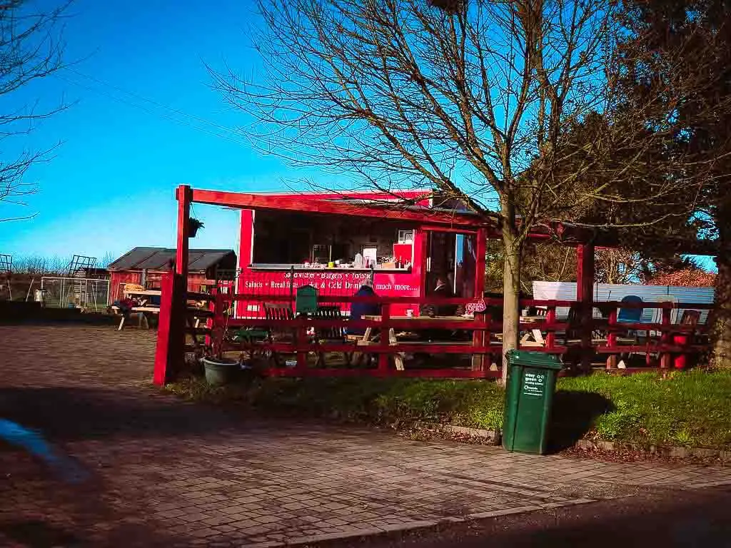 bright red drinks kiosk outside the rosliston forestry centre