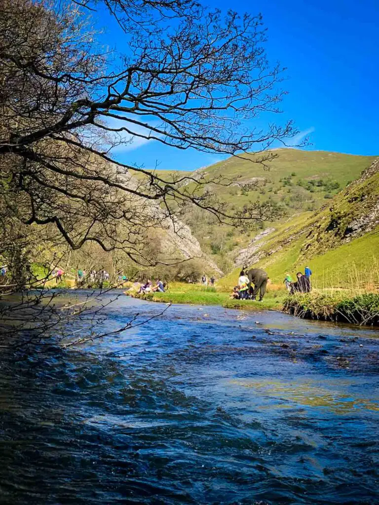 peak district hills at dovedale stepping stones