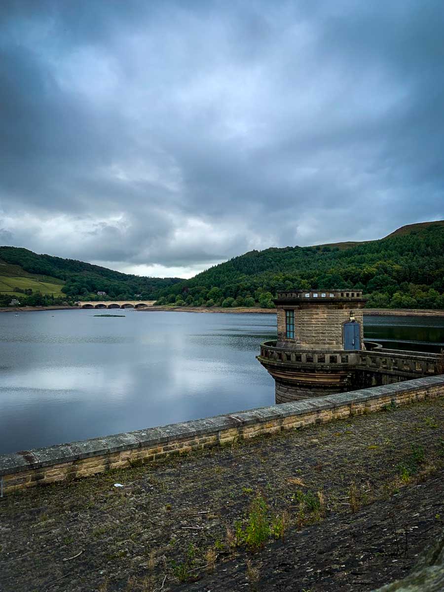 view of ladybower reservoir from the dam